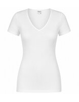 2-PACK BEEREN DAMES T-SHIRT MET V-HALS EN KORTE MOUW M3000 WIT