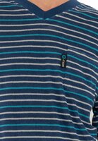 Heren badstof pyjama met V-hals  Blauw