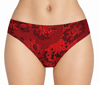 6-pack J&amp;C Naadloze dames string 1704 rood geprint