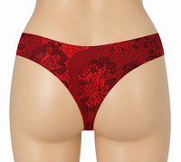 6-pack J&amp;C Naadloze dames string 1704 rood geprint