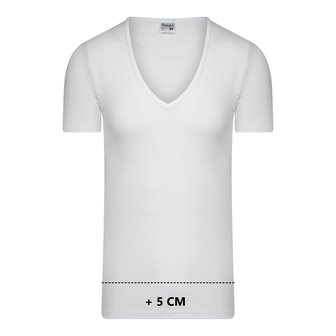 Beeren Extra lang heren T-shirt met diepe V-hals M3000 Wit