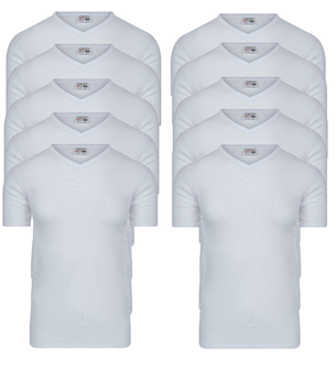 Beeren 10-pack Heren T-shirts met V-hals en K.M. M3000 Wit