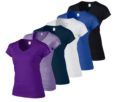 6-Pack Softstyle Dames T-shirts met V-Hals Ass