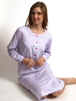 Cocodream Dames nachthemd met lange mouw Roze Hartjes