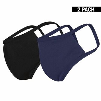 Beeren Heren 2-Pack Mondkapjes Zwart/Donkerblauw maat M