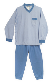 Gentlemen Heren pyjama V-hals Licht Blauw/Grijs  