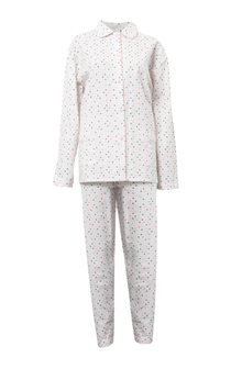 Cocodream Dames Flanel Pyjama Hartjes Wit