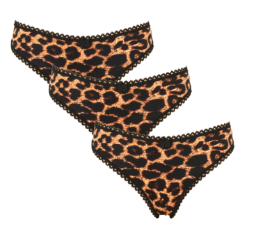 3-pack Dames string met animal print J&amp;C