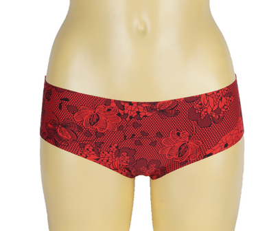 6-pack Naadloze dames Hipster J&amp;C met bloemmotief Rood