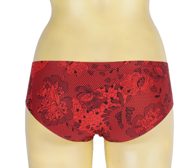 6-pack Naadloze dames Hipster J&amp;C met bloemmotief Rood