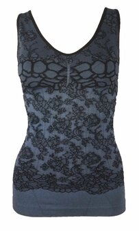 Dames top corrigerend met geboorduurde print J&C Zwart