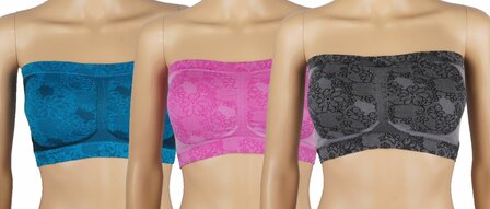 3-pack Dames Bandeau met verwijderbare cups J&amp;C assorti 