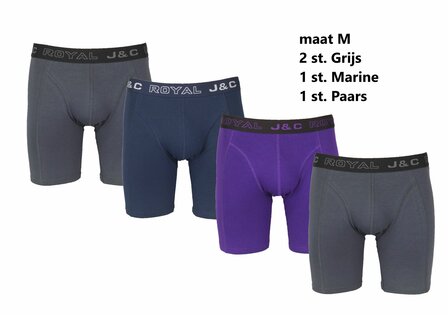 4-PACK LUXE EN ELASTISCHE HERENBOXERSHORT J&amp;C MET LANGE PIJPEN