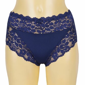 J&amp;C Dames tailleslip met kant Blauw H805