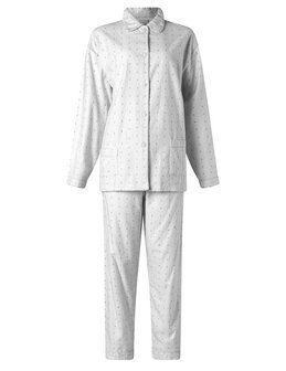 Cocodream Dames Flanel Pyjama met print Stipjes - Wit