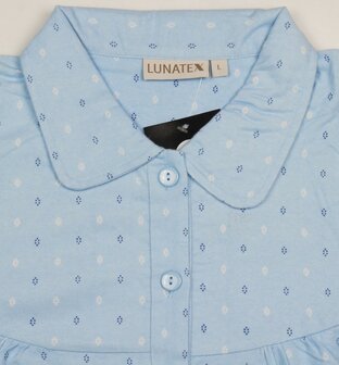 Dames nachthemd Flanel Lunatex met knoopsluiting Blue