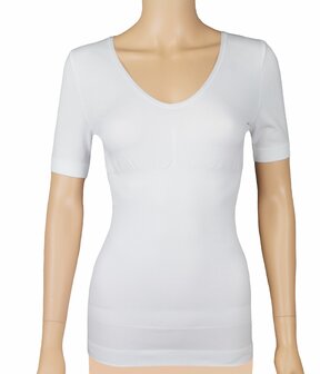 J&amp;C Dames lichtcorrigerend hemd met korte mouw Wit