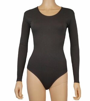 Dames katoenen body 6860  J&amp;C met lange mouw Bruin