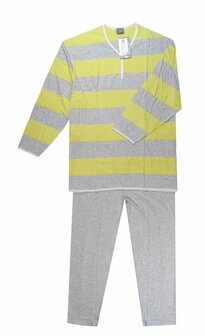  Dames pyjama 100% katoen Normann Geel/Grijs