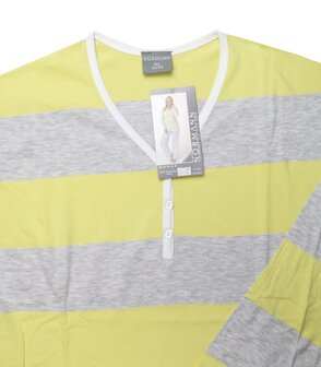  Dames pyjama 100% katoen Normann Geel/Grijs