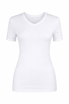 Dames T-shirt Sch&ouml;ller met korte mouw en V-hals Wit