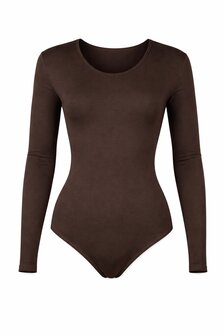 Dames katoenen body 6860  J&amp;C met lange mouw Bruin