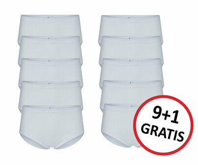 Beeren 9+1-Pack dames tailleslips Belinda Wit 