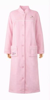 Dames lange ochtendjas met knoopsluiting Roze