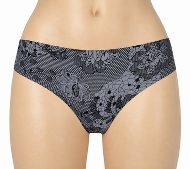 6-pack J&amp;C Naadloze dames string 1704 zwart geprint