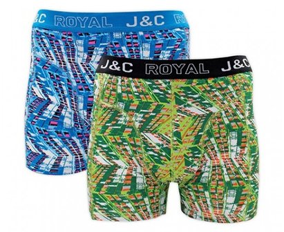 J&amp;C 2-pack Heren boxershorts H229-30038 Blauw/Groen