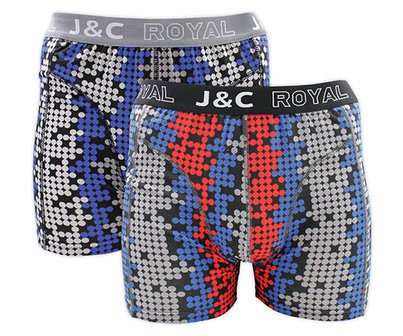 J&amp;C 2-pack Heren boxershorts H234-30047 Grijs/Rood