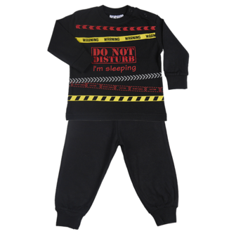 100% Katoen Kinder pyjama Fun2Wear  Do Not Disturb Zwart