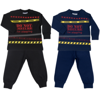 100% Katoen Kinder pyjama Fun2Wear  Do Not Disturb Zwart