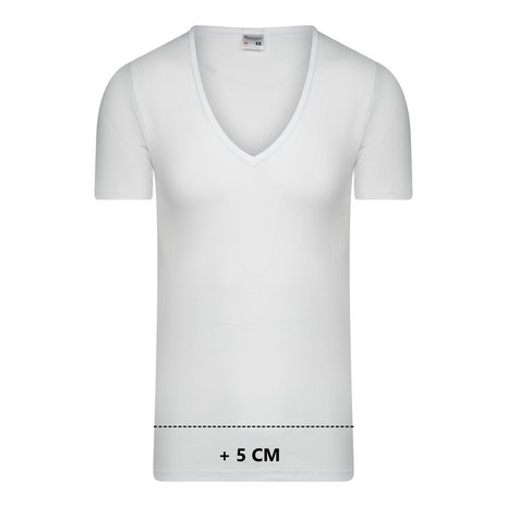 Beeren Extra lang heren T-shirt met diepe V-hals M3000 Wit