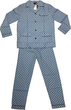 Gentlemen Heren pyjama Poplin Bleu