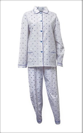 Cocodream Dames Flanel Pyjama LichtBlauw met strikje 