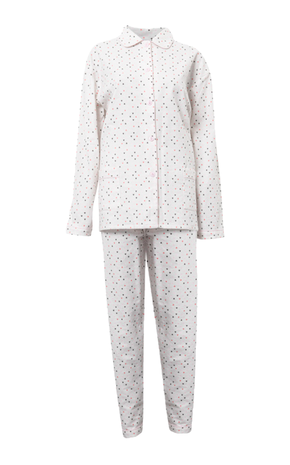 Cocodream Dames Flanel Pyjama Hartjes Wit