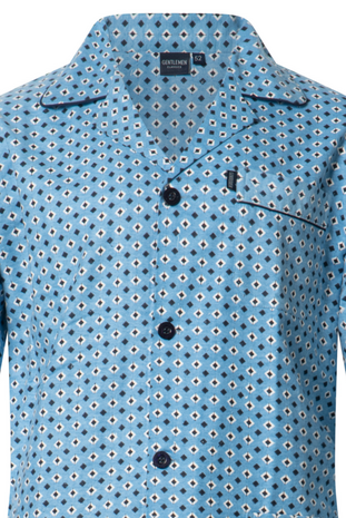 Gentlemen Heren Flanel Pyjama Blauw met print