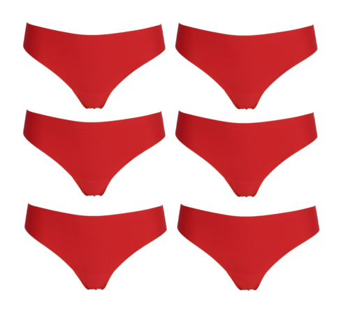 6-pack J&C Naadloze dames string 1701 Rood