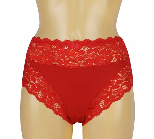 J&C Dames tailleslip met kant Rood H805