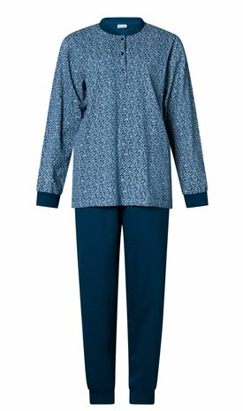 DAMES JERSEY PYJAMA MET LANGE MOUW NAVY