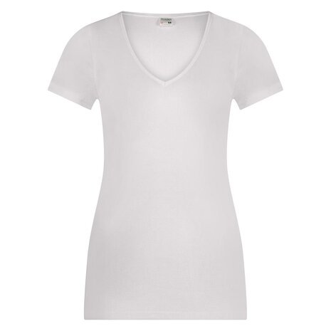 10-PACK BEEREN DAMES T-SHIRT MET V-HALS EN KORTE MOUW M3000 WIT