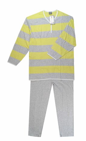  Dames pyjama 100% katoen Normann Geel/Grijs