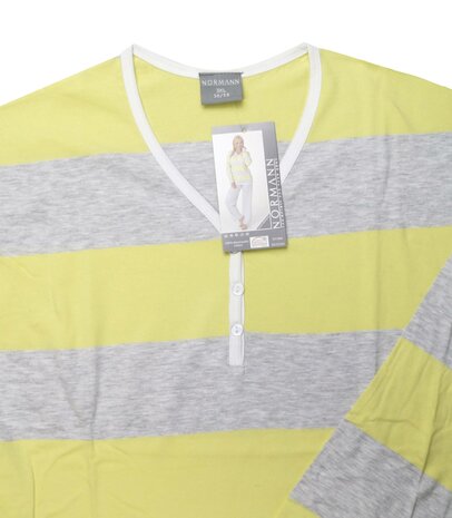  Dames pyjama 100% katoen Normann Geel/Grijs