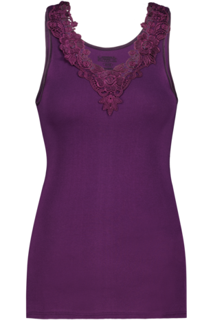 Dames Toker hemd met kant en brede bandjes