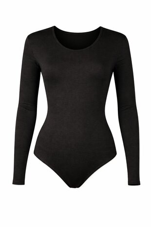 Dames katoenen body 6860 J&C met lange mouw Zwart