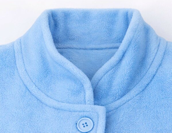 Dames lange ochtendjas met knoopsluiting Blue