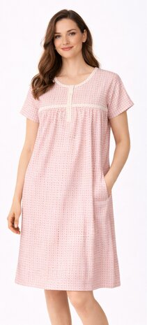 Dames nachthemd 100% katoen van Eskimo Roze