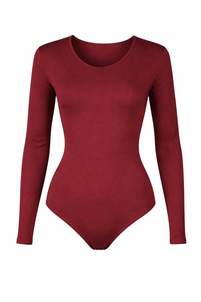 Dames katoenen body 6860 J&amp;C met lange mouw DonkerRood
