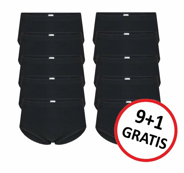 Beeren 9+1-Pack dames slips Belinda Zwart (Taille)